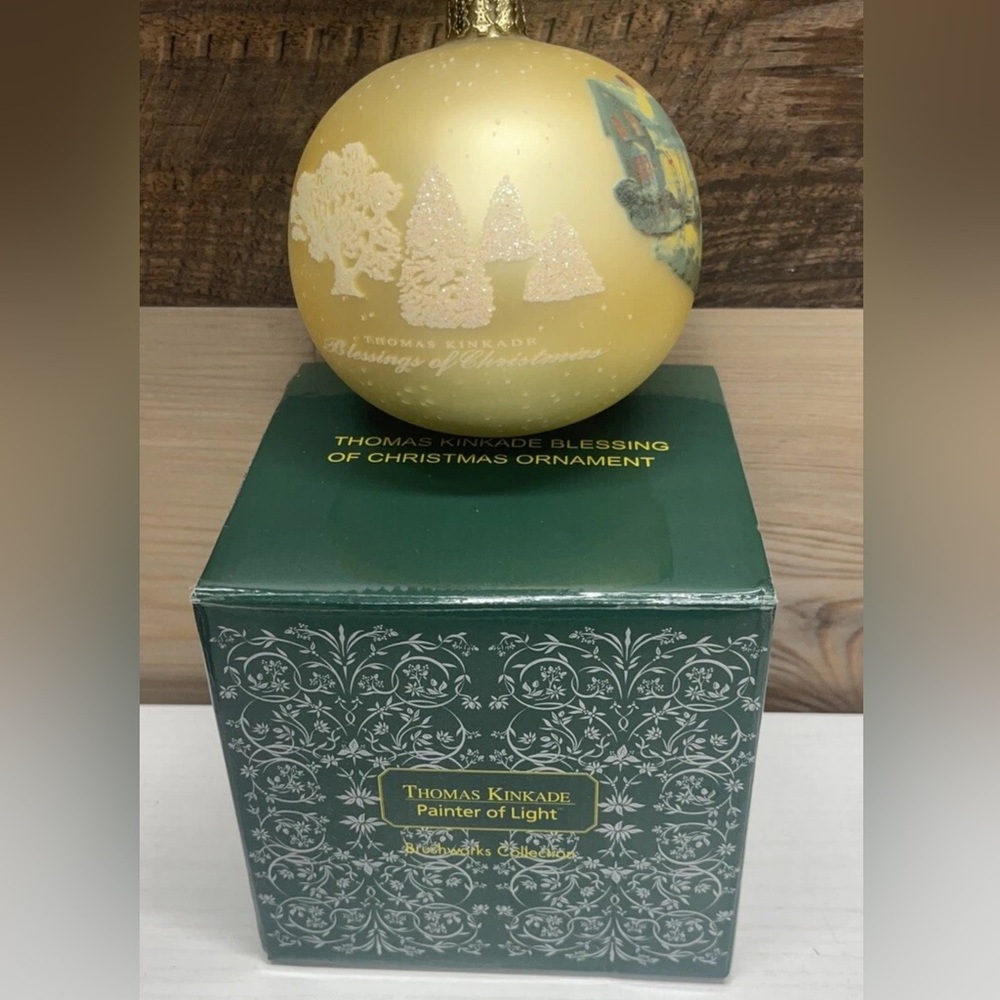 Vintage Thomas Kinkade “Blessings Of Christmas” Glass Ornament W/ Original Box